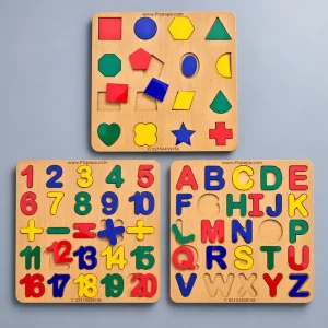 Montessori ABC,Shapes,123 and Colour Puzzle Board